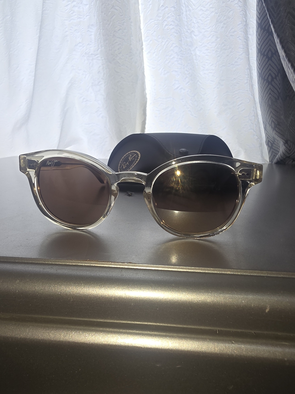 Maui Jim Clear Frame Brown Lens Sunglasses